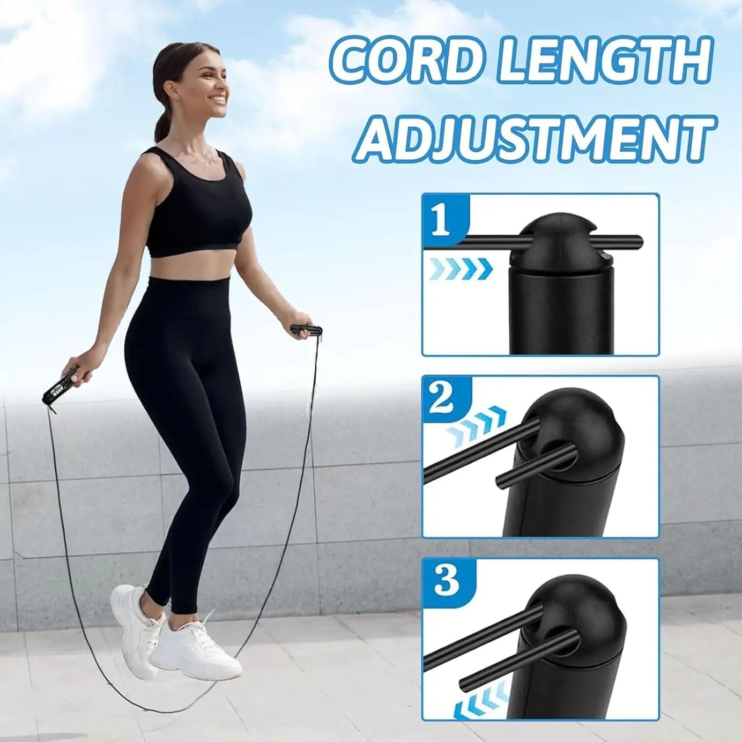 Weighted Adjustable Jump Rope with 3-In-1 LCD Counter, EVA Rope with Silicone Grip Handles, Fitness Equipment for Home Workouts, Boxing & HIIT Training for Kids to Adults, Weighted Jump Ropes