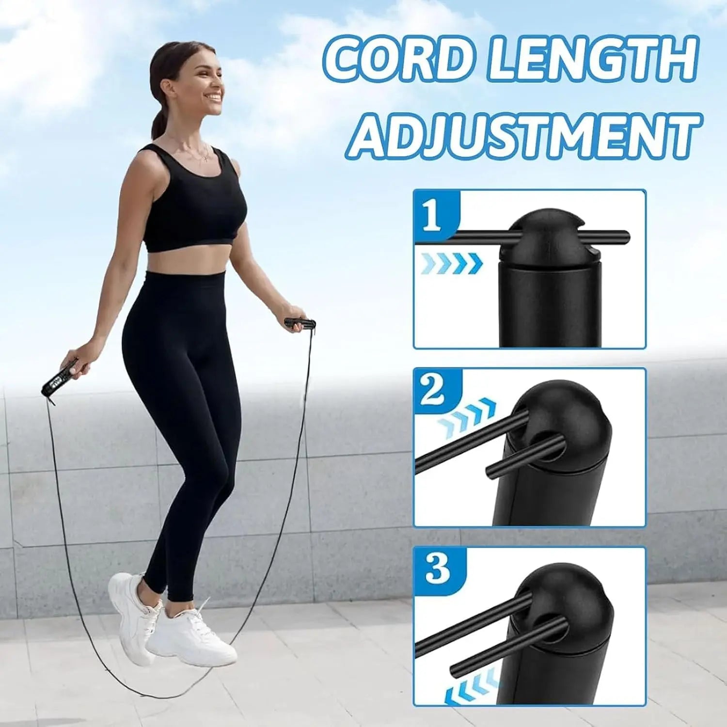Weighted Adjustable Jump Rope with 3-In-1 LCD Counter, EVA Rope with Silicone Grip Handles, Fitness Equipment for Home Workouts, Boxing & HIIT Training for Kids to Adults, Weighted Jump Ropes