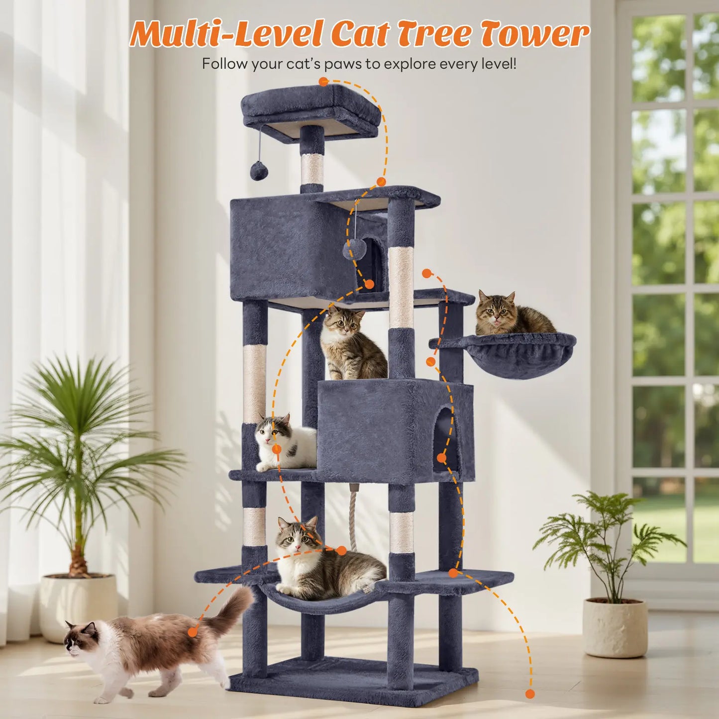 【Dealsforyoudays】 Cat Climbing Shelf, Post Cascading Cat Climbing Shelf, Indoor Playhouse, Cozy Nest, Durable, Space-Saving Design, Gift for Pet Owners
