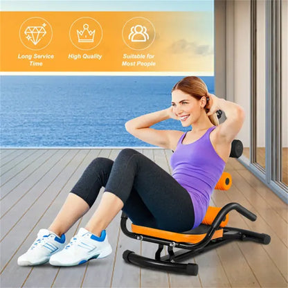 Rockraf Adjustable Ab Twister Trainer - Heavy-Duty Steel Frame, Comfort Foam Cushion, 3 Height Levels for Core Strength & Muscle Training, Ideal for Home & Gym Use, Orange