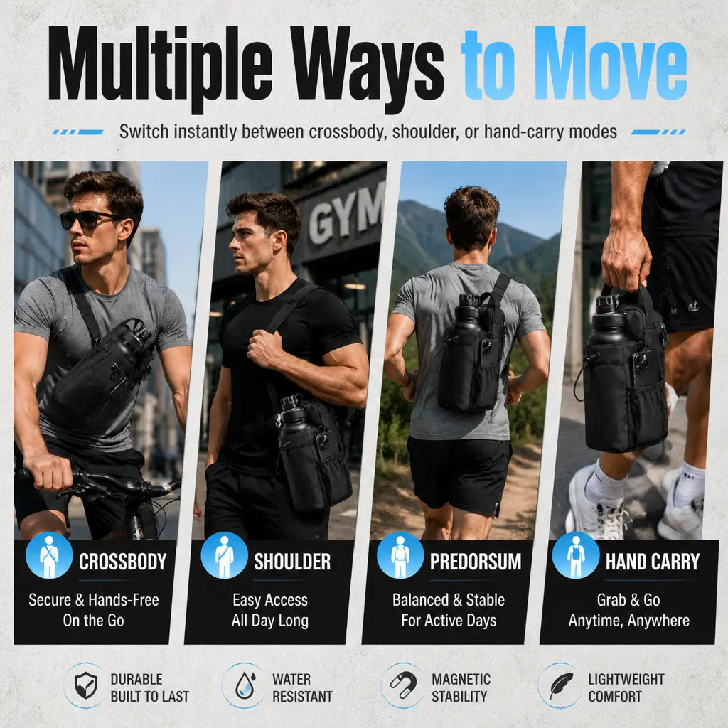 Crossbody Bag for Men and Women, Portable Sling Bag with Multi Pocket Storage Organizer, Waterproof Utility Pouch with Magnetic Closure, Compact Gym Workout Bag for Travel, Sports, Outdoor Activities and Everyday Carry Homeessentials