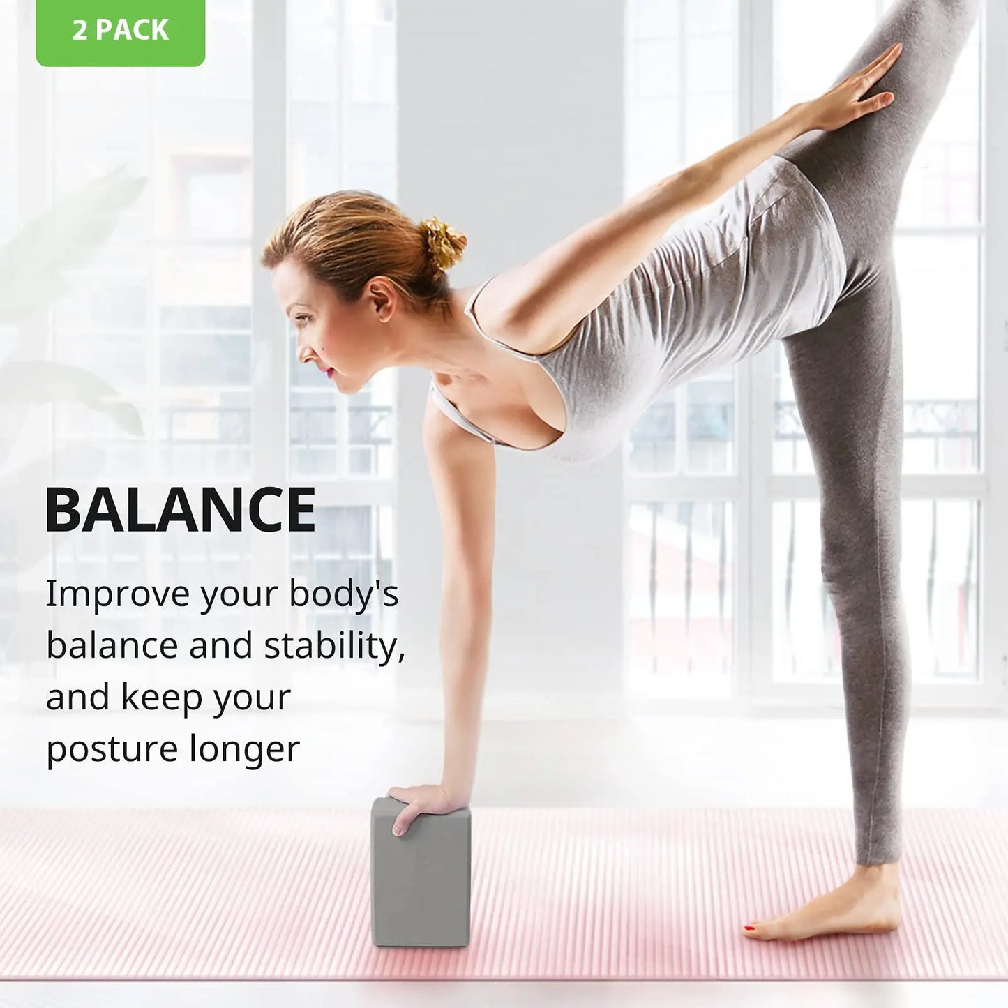 Square Yoga Blocks, 2 Counts High Density Artificial Bricks, Solid Color Yoga Bricks for Women & Men, Yogachallenge, Yoga Equipment