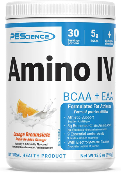 Amino IV BCAA & EAA Powder, Orange Dreamsicle, 30 Servings | Essential Amino Acids, Electrolytes for Hydration and Muscle Recovery, Sugar Free, Taurine, Post Workout