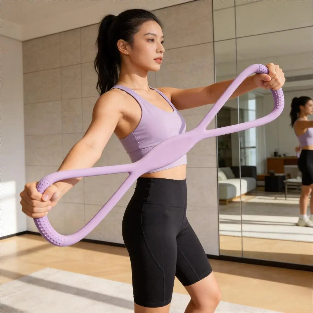 Figure 8 Elastic Resistance Band with Handles, Silicone Stretch Band for Home Use & Daily Outdoor Stretching