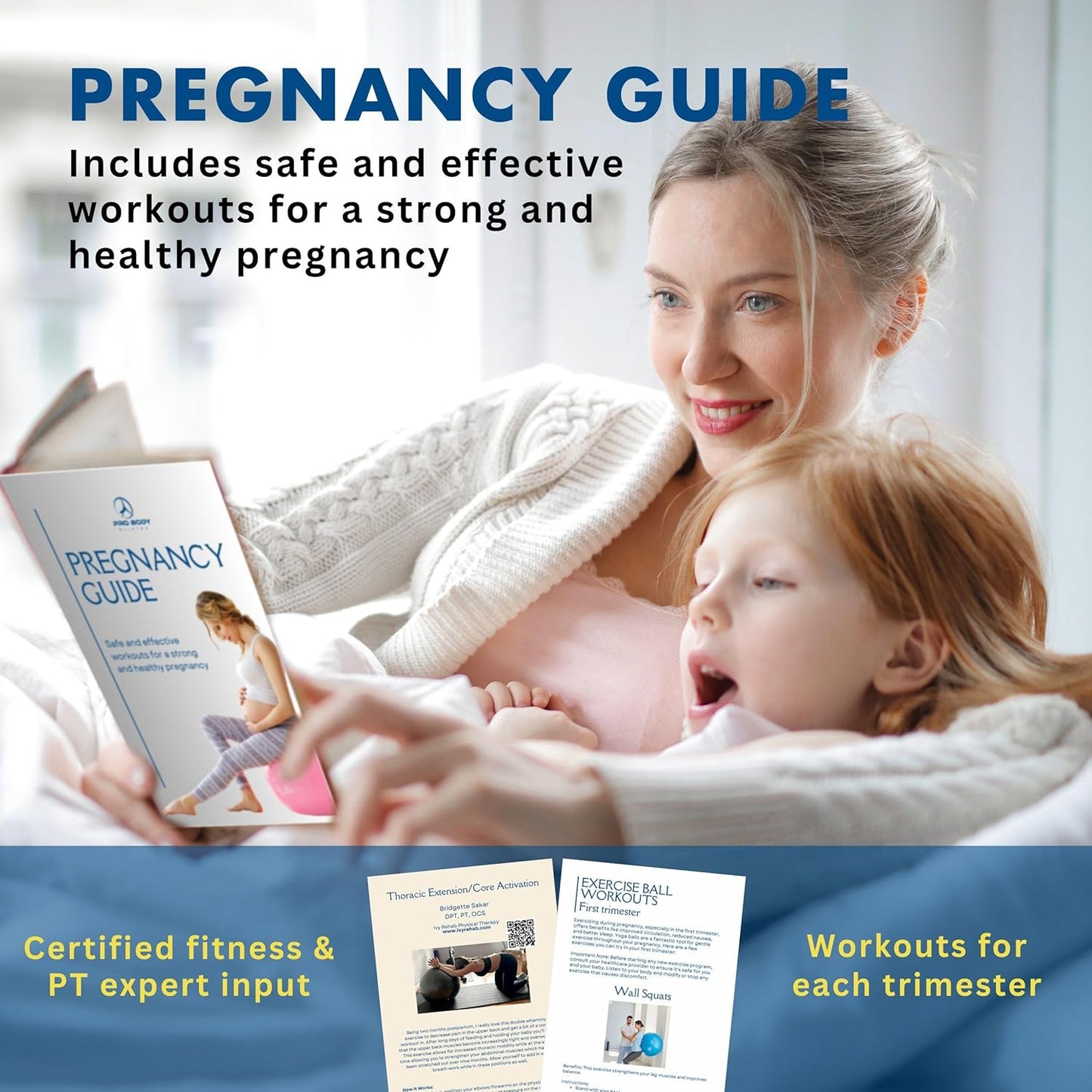 Pregnancy Ball with Guide - Birthing Ball | 1.7Mm Anti-Burst PVC, CA 10P Certified, 55/65/75 Cm, Guide, Doula & Midwife Use, Pump, Pregnancy Essentials
