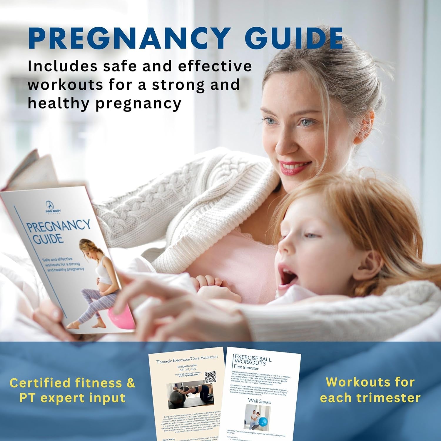 Pregnancy Ball with Guide - Birthing Ball | 1.7Mm Anti-Burst PVC, CA 10P Certified, 55/65/75 Cm, Guide, Doula & Midwife Use, Pump, Pregnancy Essentials