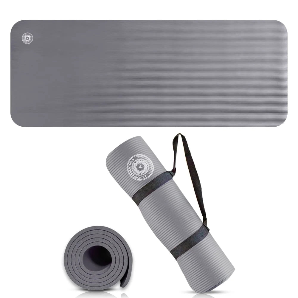 Yoga Mat 10 Mm Thickness with Carry Strap | Lightweight and Non Slip Yoga Mat for Pilates, Yoga | Free Ebook for Mat Workouts