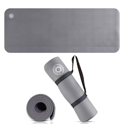 Yoga Mat 10 Mm Thickness with Carry Strap | Lightweight and Non Slip Yoga Mat for Pilates, Yoga | Free Ebook for Mat Workouts