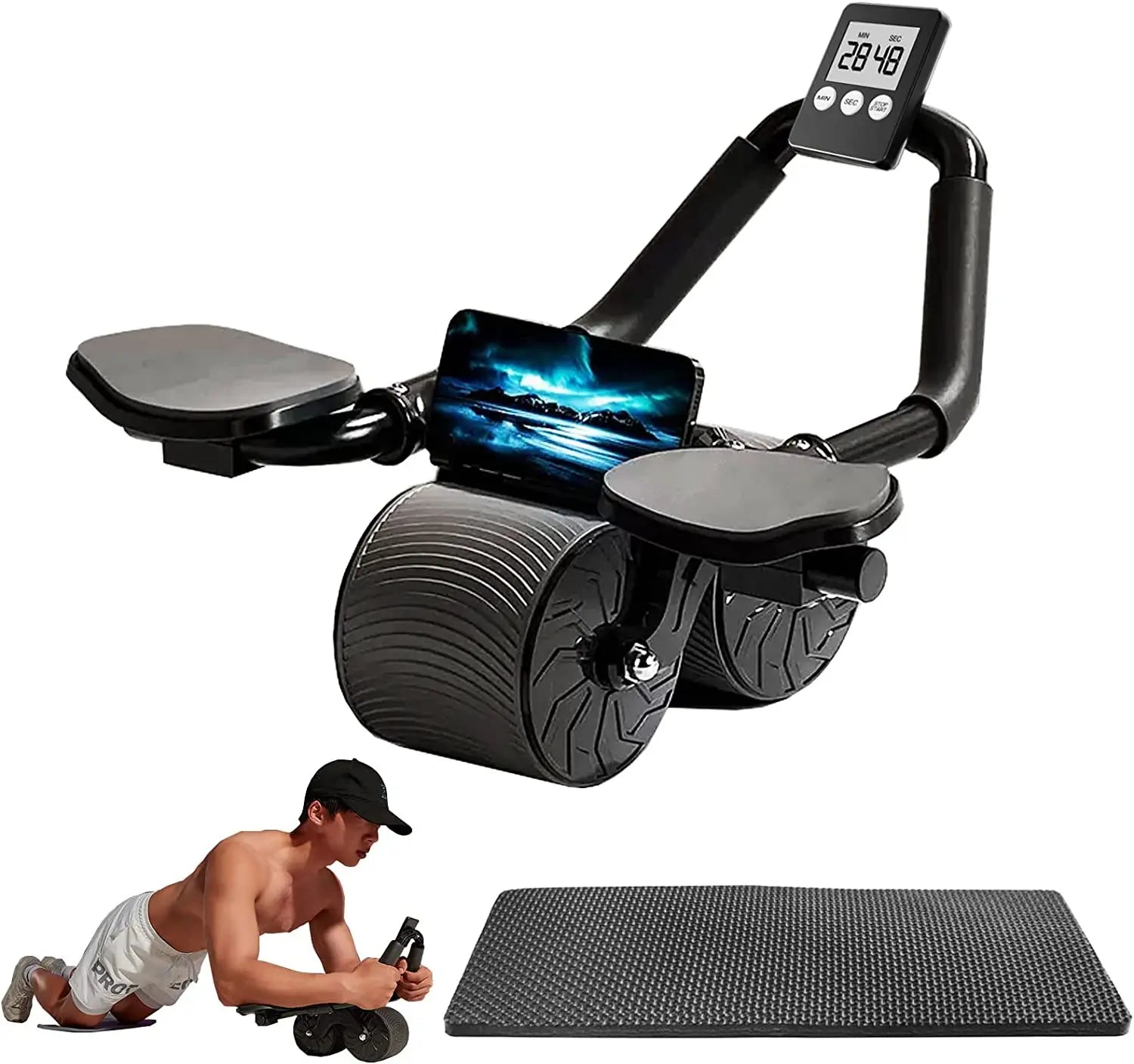 Gains Garage Elbow Supported Ab Roller- Abdominal Wheel for Total Body Workout Ab Trainer