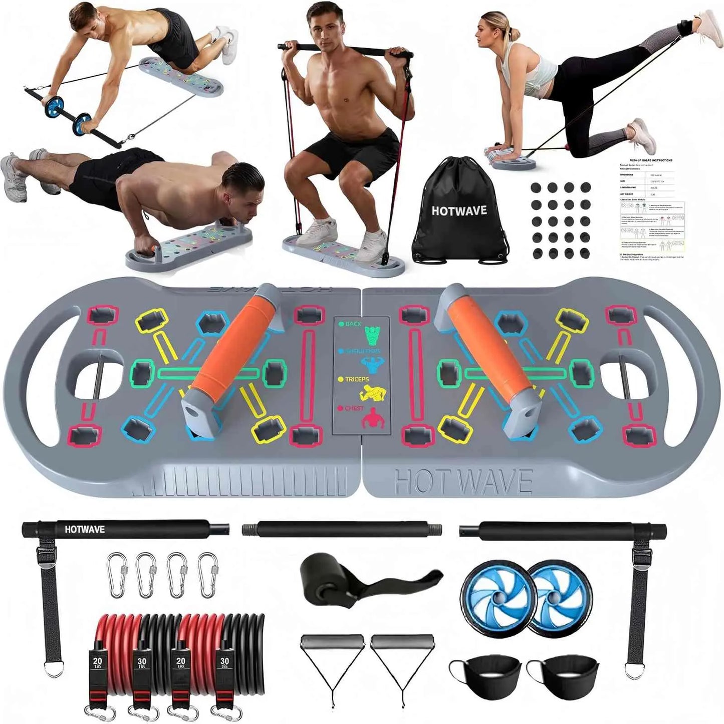 HOTWAVE Push up Board Fitness,Professional Strength Training Equipment for Chest, Shoulders, Back & Triceps, Portable Workout Station with Non-Slip Handles Home Exercise Machine Arm Exerciser Push up Stand Push up Bars