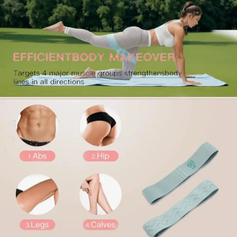 4 Piece Textile Resistance Bands, Leg and Hip Training, Yoga Pilates Rehabilitation Fitness Elastic Bands, Workout Equipment, Fitness Accessories, Exercise Bands