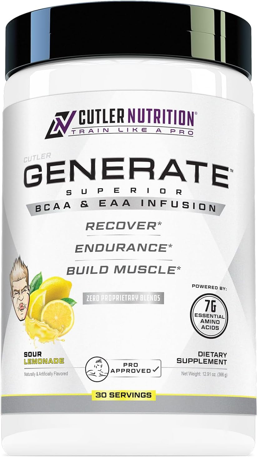 Generate Sour Rainbow Candy BCAA EAA Powder, 30 Servings | 12.95 Oz | 5G Bcaas and 2G Eaas per Serving for Post-Workout Recovery, Hydration, Lean Muscle Support and Protein Synthesis