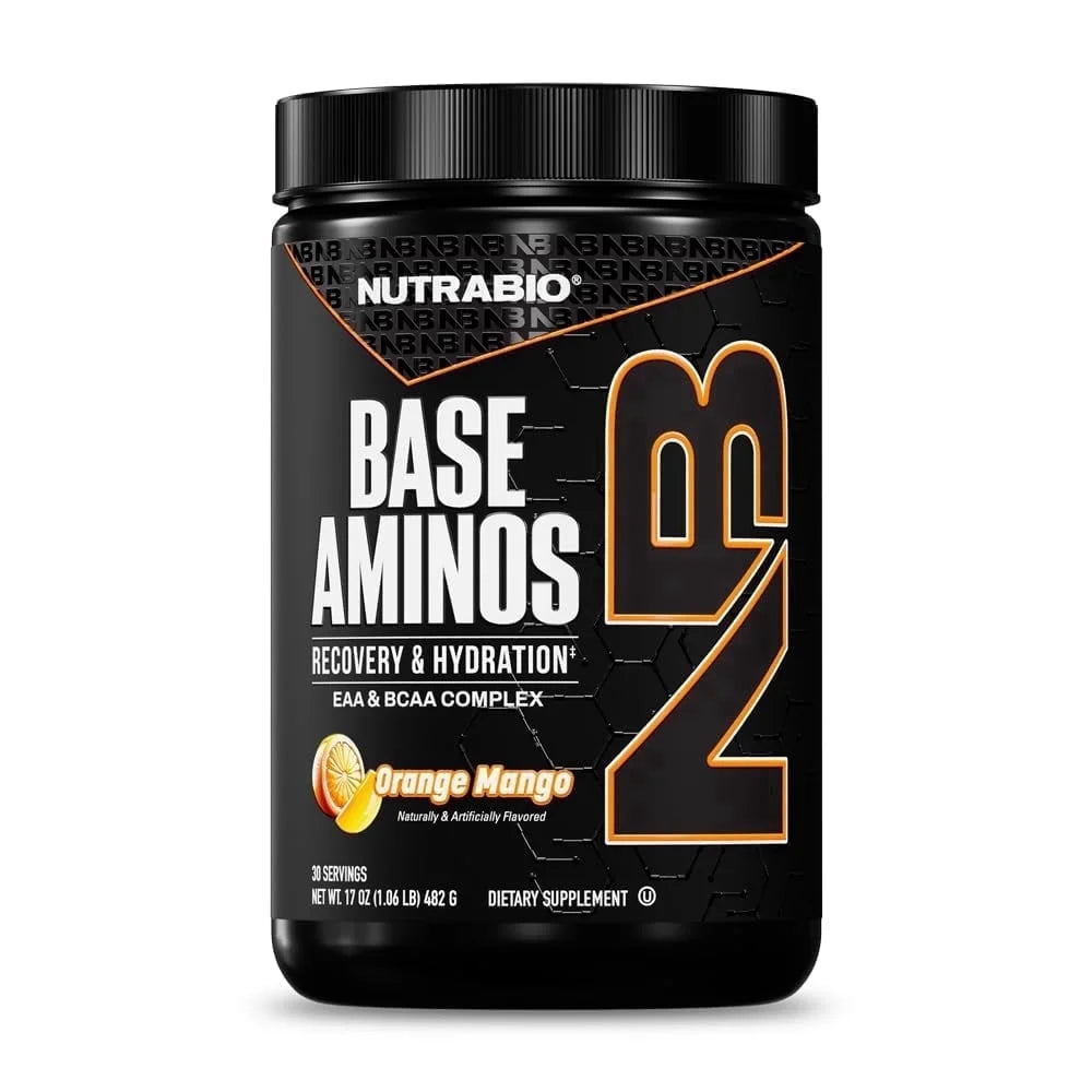 Base Aminos EAA + BCAA Powder –10G Essential Amino Acids Supplement, 6G 2:1:1 Bcaas, 2.8G Hydration Matrix with Electrolytes & Absorption Enhancer Astragin® – 30 Servings- Unflavored
