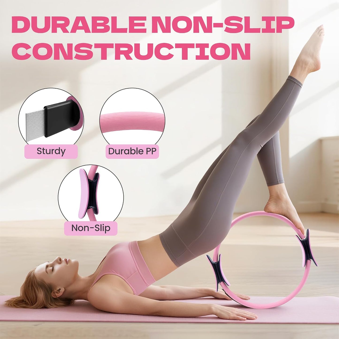 16Pcs Home Pilates Equipment for Women, Pilates Kit with 14'' Pilates Rings, Yoga Ball, Sliding Disks, Pilates Bands & Accessories - Workout Equipment Home Gym Includes Complete Fitness Poster
