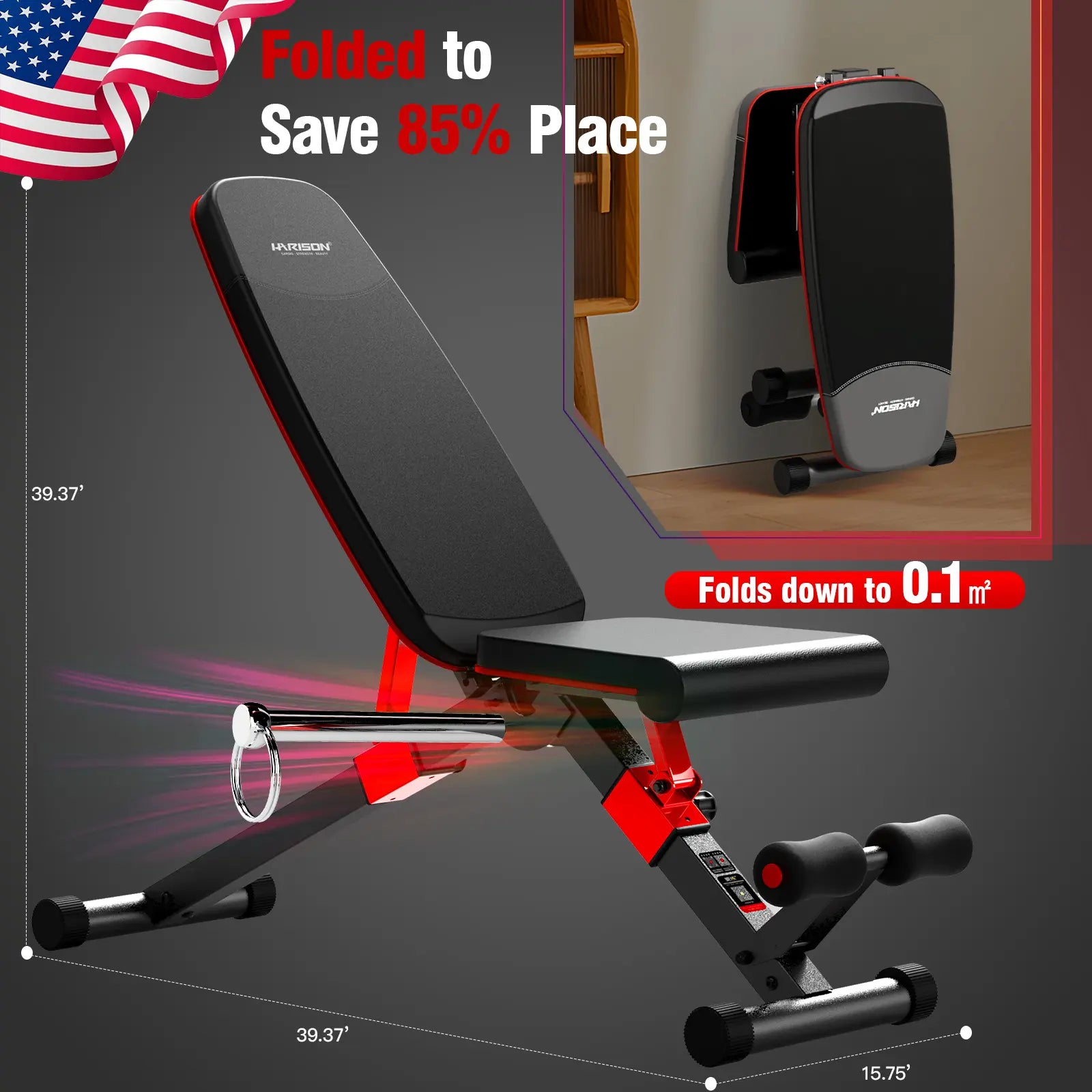 HARISON Heavy Duty Adjustable Weight Bench with Leg Extension & Preacher Pad, Full Body Strength Training Equipment for Home Gym Press Chest Machine Gym Reaper Max Bench Adjustable Foldable Weight Bench