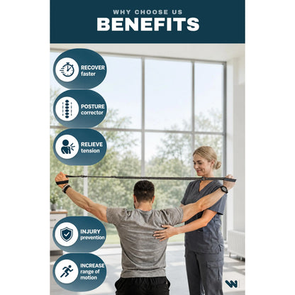 WALUE™ Posture Correction & Shoulder Exerciser – Non-Elastic Stretch Strap for Exercise, Yoga, Flexibility & Physical Therapy
