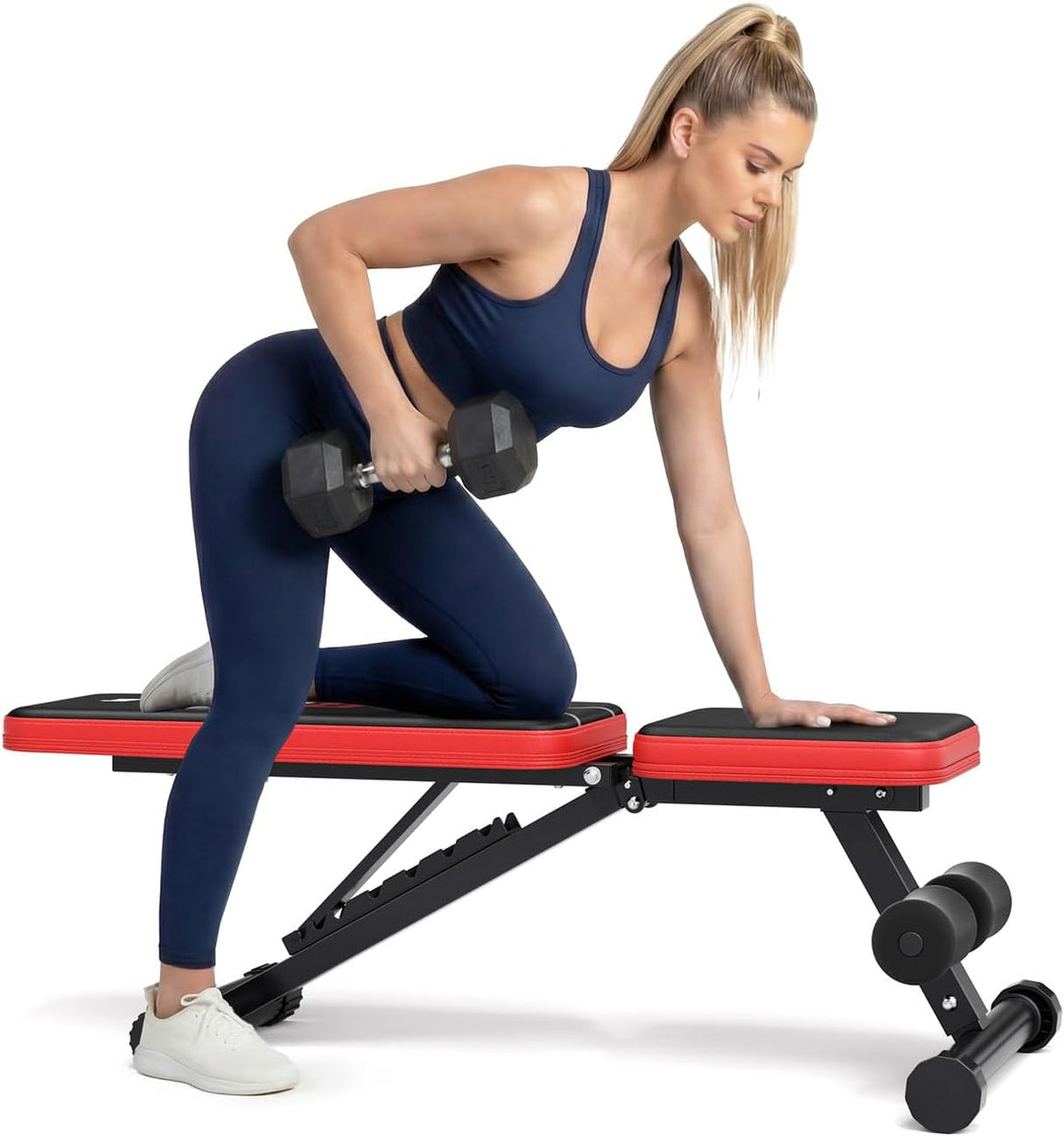 95% Pre-Assemble Adjustable Weight Benches for Home Gym, 9 Backpad Positions Workout Bench, 660Lb Compact Bench Press for Small Space(1Sec Fast Folding)