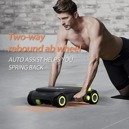 Wonder Core Four-Wheel Ab Roller with Elbow Support and Automatic Rebound for Strong Abdominal Muscles - Adjustable Size