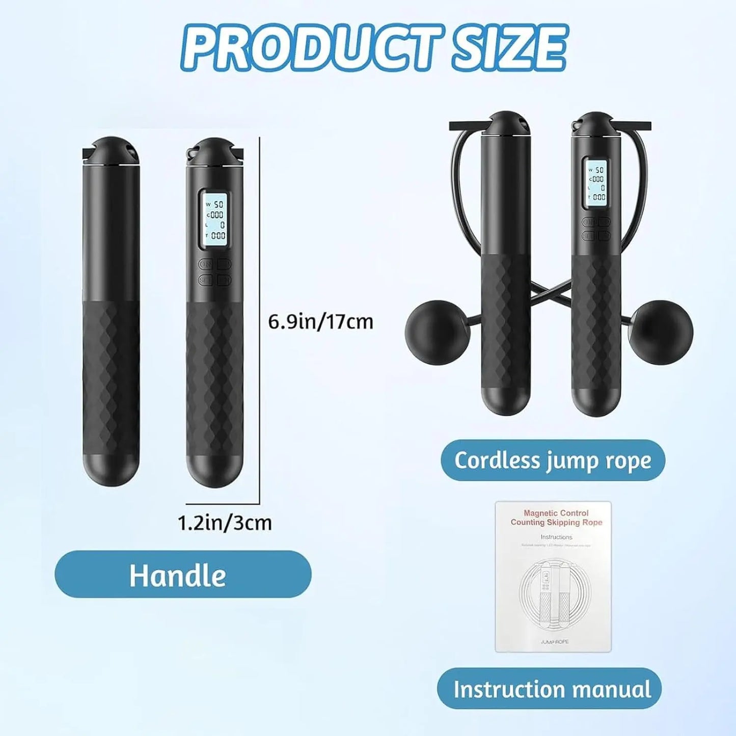Weighted Adjustable Jump Rope with 3-In-1 LCD Counter, EVA Rope with Silicone Grip Handles, Fitness Equipment for Home Workouts, Boxing & HIIT Training for Kids to Adults, Weighted Jump Ropes