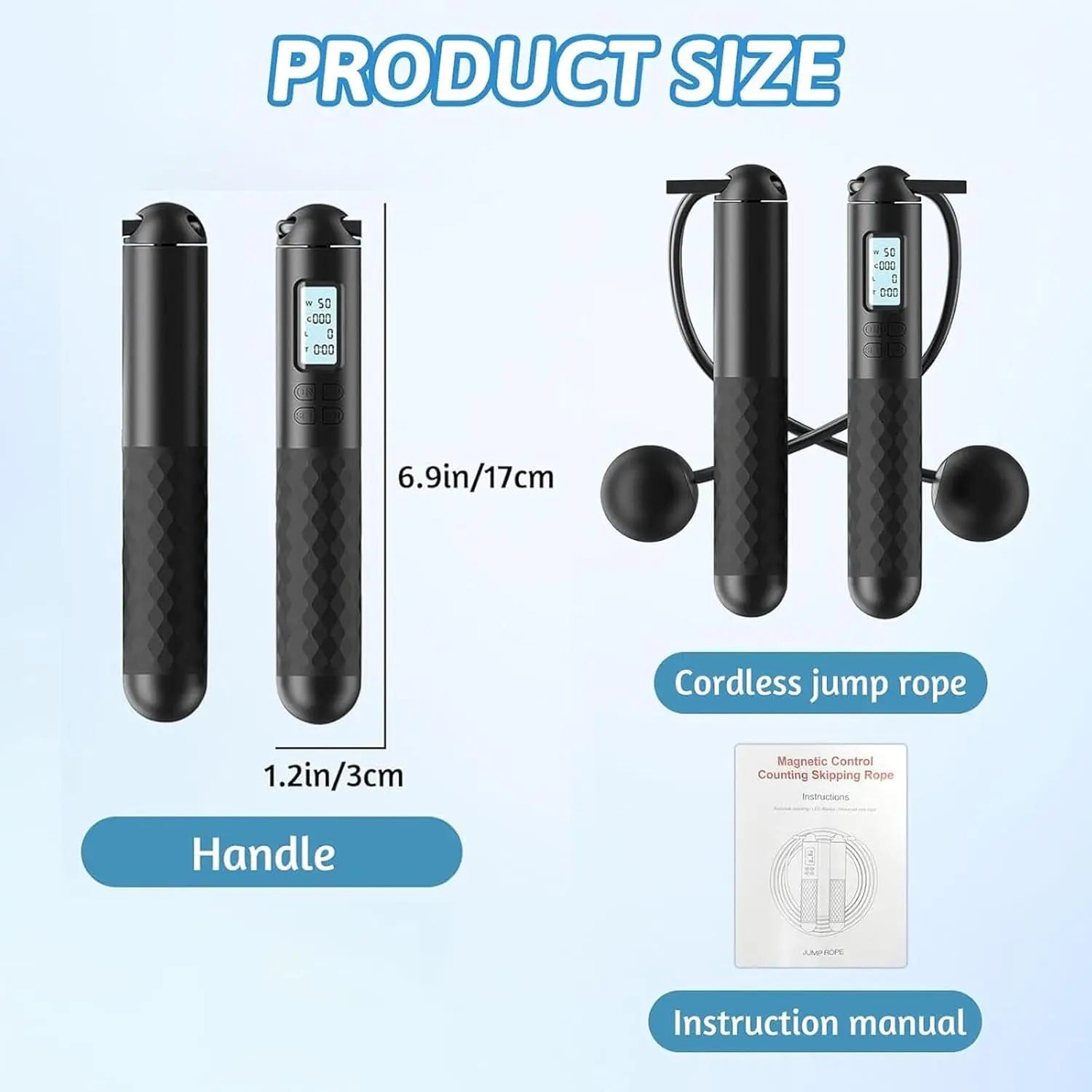 Weighted Adjustable Jump Rope with 3-In-1 LCD Counter, EVA Rope with Silicone Grip Handles, Fitness Equipment for Home Workouts, Boxing & HIIT Training for Kids to Adults, Weighted Jump Ropes