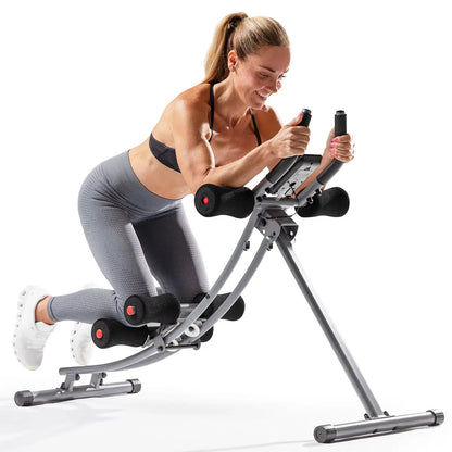 SUNNY Curved Rail Ab Core Glider Machine Extended Range Heavy Duty Whole Body Home Gym Abs Trainer Adjustable Incline Ab Crunch Workout Machine Core Strength Belly Fat Exercise Equipment Smooth Glide Abdominal Trainer Fitness Cardio Comfortable Padding