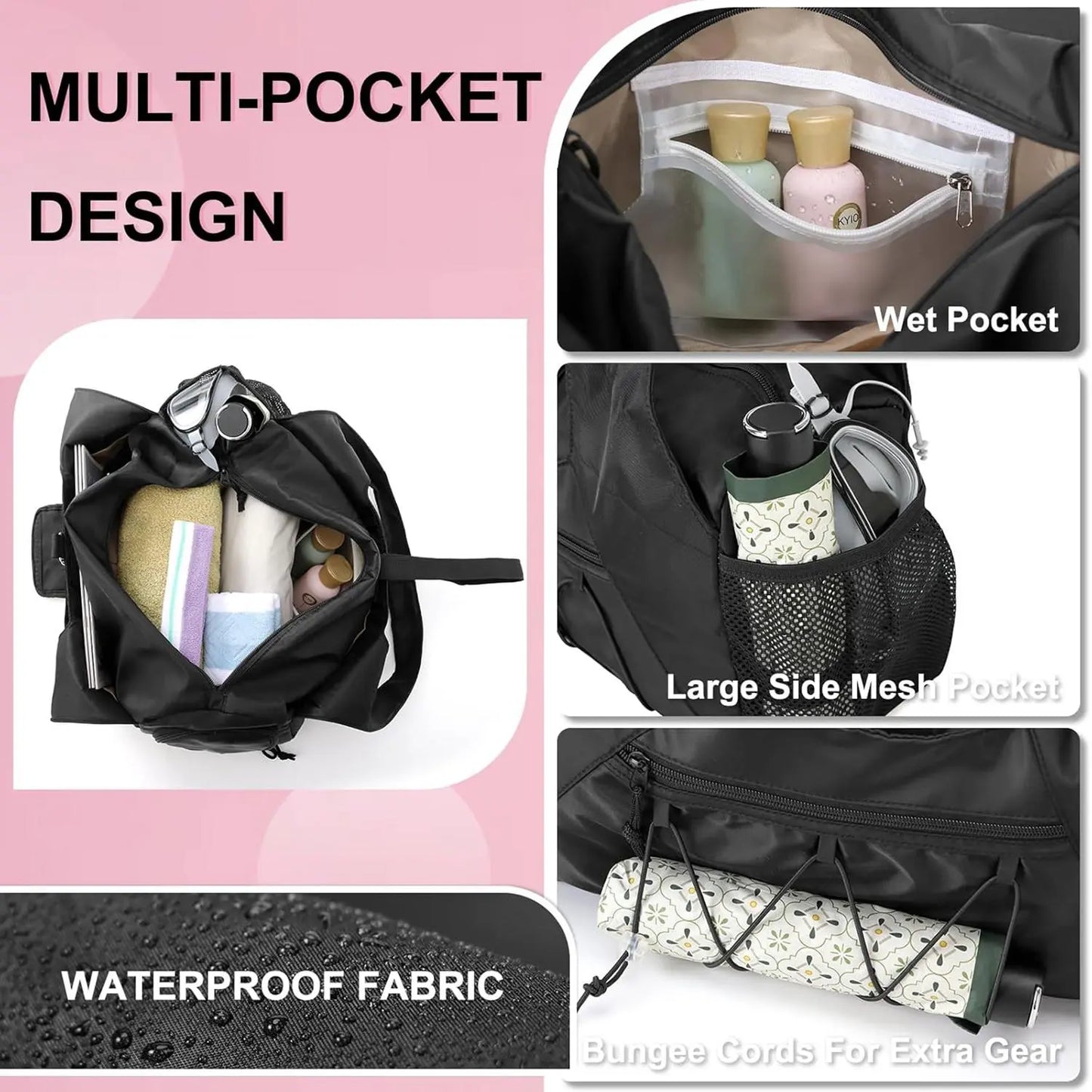 Yoga Mat Bag with Shoe Compartment & Wet Pocket, 1 Count Sport Yoga Gym Bag with Yoga Strap, Carryall Yoga Tote Bag Exercise Mat