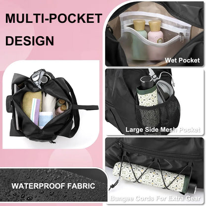 Yoga Mat Bag with Shoe Compartment & Wet Pocket, 1 Count Sport Yoga Gym Bag with Yoga Strap, Carryall Yoga Tote Bag Exercise Mat