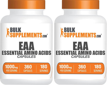 .Com Essential Amino Acids Capsules (EAA) - Amino Acids Supplement - Eaas Amino Acids - EAA Capsules - 1000 Mg Serving - 90 Day Supply (180 Gelatin Capsules)