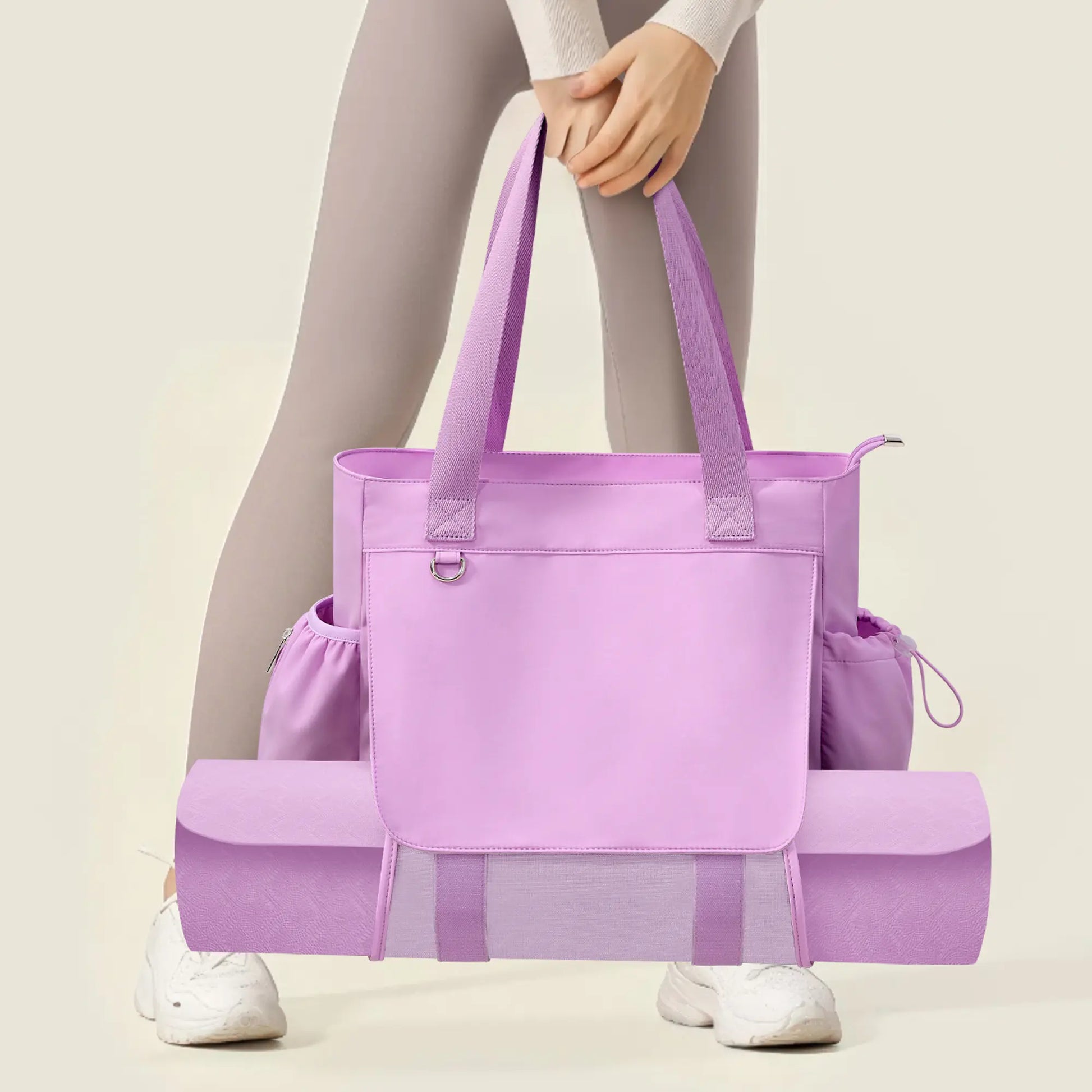 KALIDI Women'S Gym Tote Bag with Yoga Mat Holder & Wet Pocket, Lightweight Waterproof Weekender for Travel, Fitness & Pilates, Casual Sports Bag, Fitness Bag