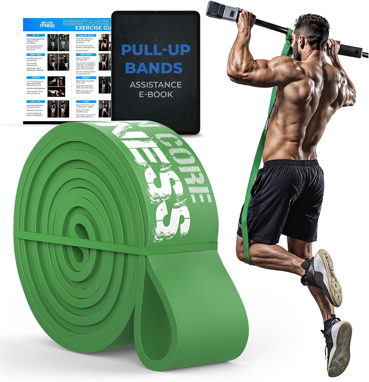 Pull up Assistance Resistance Bands - Long Loop Power Bands for Men and Women - Strength Power Flexibility Training at Home & Gym - Ebooks & Workout Chart Included by