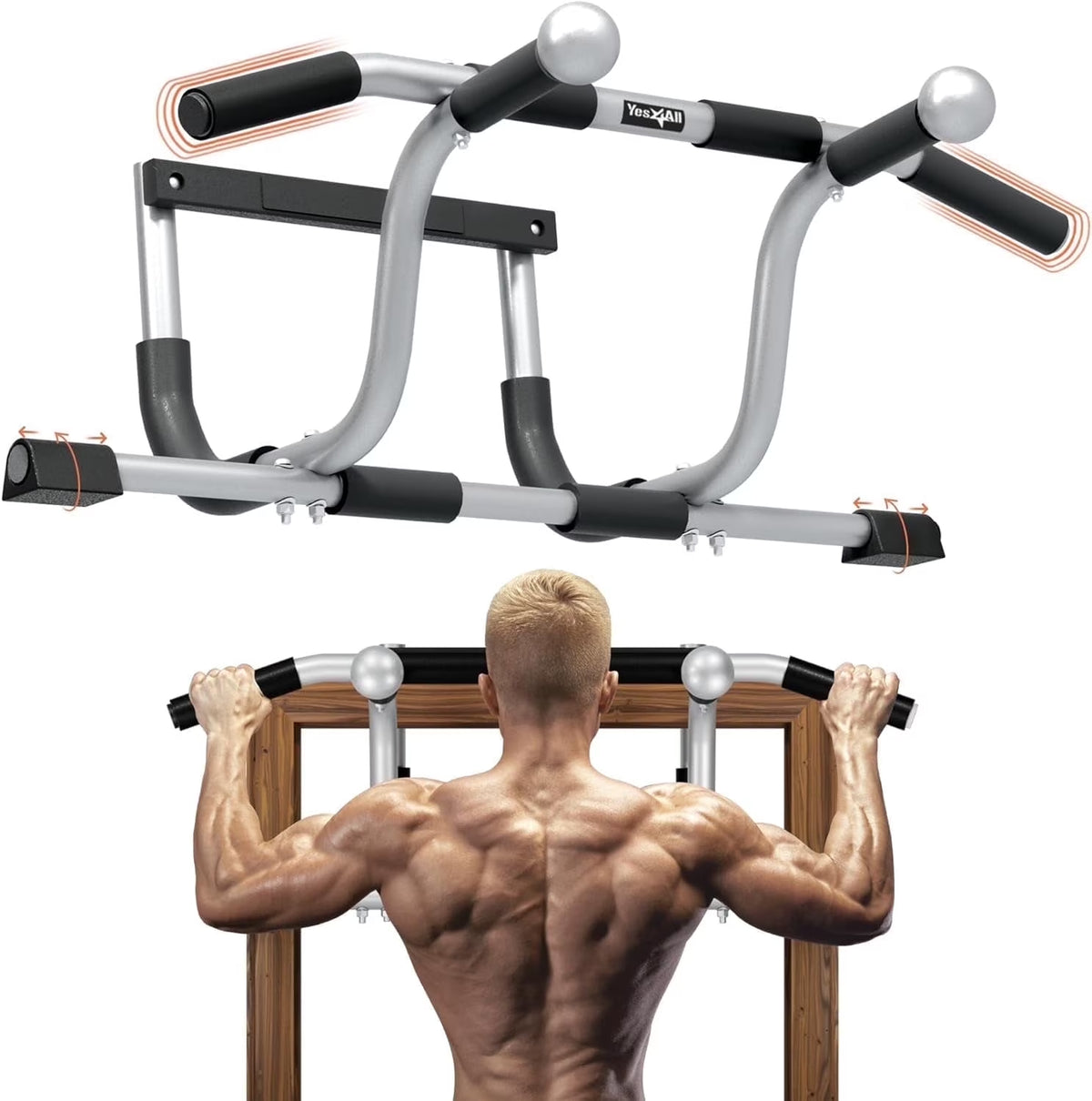 Heavy Duty Pull up Bar for Doorway,Solid Bar Construction,Multi Grips Door Pull up Bar/Doorway Pull up Bar
