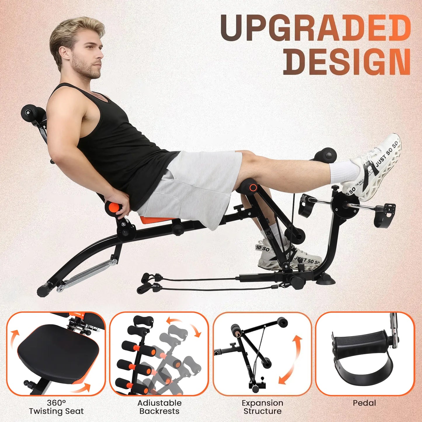 Multi-Functional Adjustable Ab Workout Bench – Sit-Up & Push-Up Exercise Chair for Home Fitness