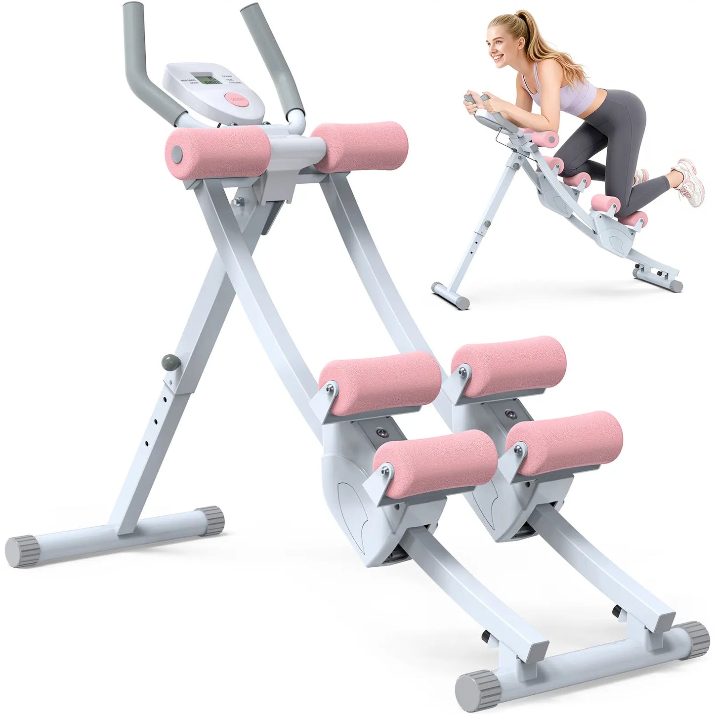 Bearbro Adjustable Ab Trainer with LCD Monitor, 4 Resistance Levels, Foldable Core Workout Machine for Home Gym,Blackfriday