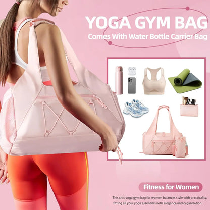 Yoga Mat Bag with Shoe Compartment & Wet Pocket, Sport Yoga Gym Bag with Yoga Strap, Travel Essentials Carryall Yoga Tote Bag, Exercise Mat, Fitness Accessories