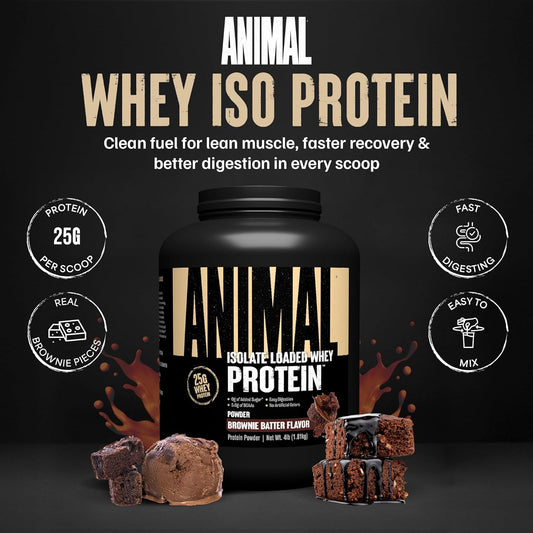 Whey Isolate Protein Powder, 25G High Protein | Brownie Batter 4LB | Great Tasting Blend for Pre & Post Workout | Digestive Enzymes & 5.6G Bcaas | Build Strength, Lean Muscle & Recover Faster