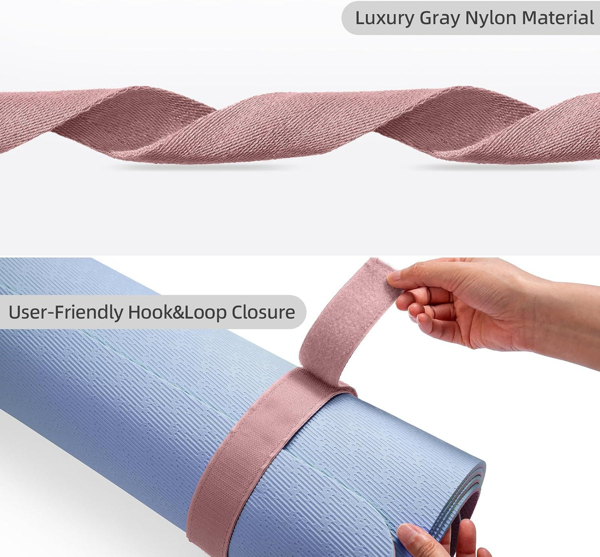 Yoga Mat Strap with Hook and Loop Closure - Mat Not Included