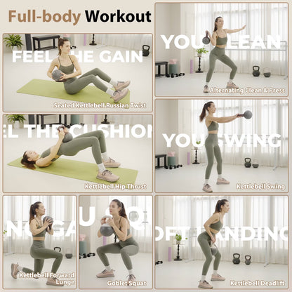 Soft Kettlebell Set –15Lbs Anti-Slip Grip & Wide Handle Design,Soft Kettlebell Set, Gentle Floor-Friendly Impact, for Home Functional Training, Home Gym