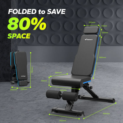 Merach Weight Bench, Foldable Weight Benches for Home Gym with 990 LBS, Adjustable Weight Bench with 72 Training Angles, Incline Bench Press for Full Body Backtoschool