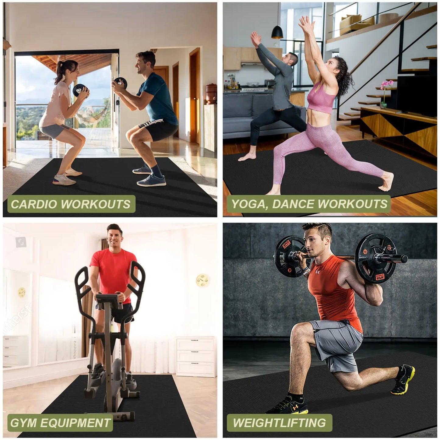 Large Anti-Slip Floor Protection Mat,Fitness Equipment Fitness Sports Mat, Floor Mat, Fitness Mat Non-Slip Highly Durable Underlay Mat Protective Mat for Treadmills