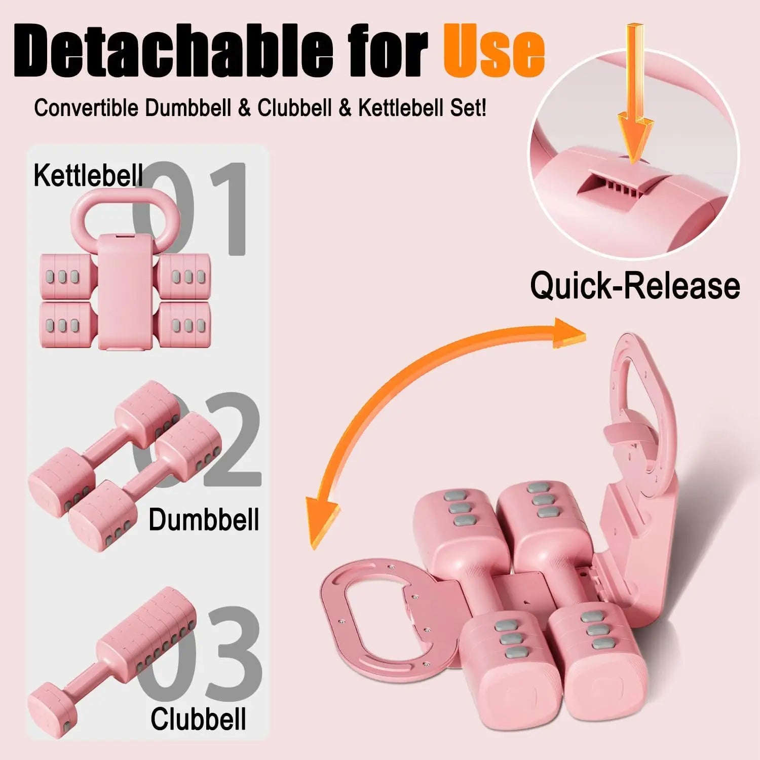 Adjustable Dumbbell Set of 2, 4 in 1 Free Weights Dumbbells Set for Women with Adjustment, Each 2Lb 3Lb 4Lb 5Lb Hand Weights Set for Gym Exercise