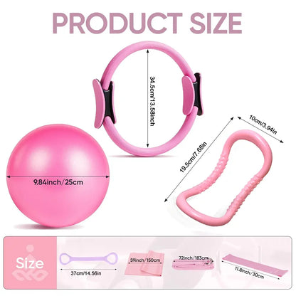 Women'S Home Pilates Set - 12 Piece Pilates Equipment for Home Workouts Set with Ring and Ball, 5 Resistance Bands, Beginner Home Exercise Muscle Training Equipment, Pilates Workout Equipment