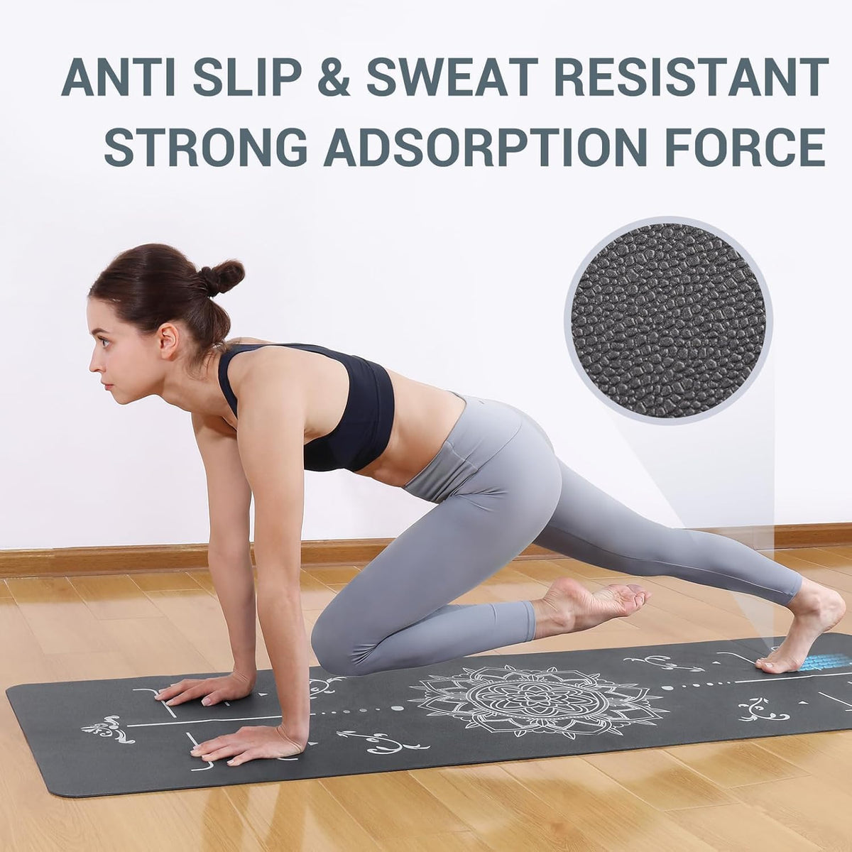 Yoga Mat Foldable - Textured Non Slip Exercise Mat -Travel Lightweight Hot Yoga Mat with Carry Bag for Pilates & Home Workouts (72"L X 32"W X 3Mm Thick)