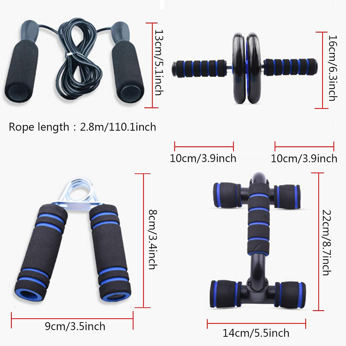 Ab Roller Kit, 5-In-1 with Knee Pads, Push-Up Bars & Jump Rope