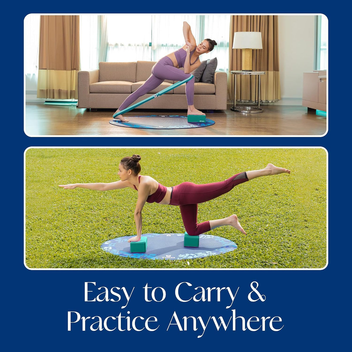 Non-Slip Yoga Blocks，High-Density EVA Foam 2 Pack for Yoga & Pilates