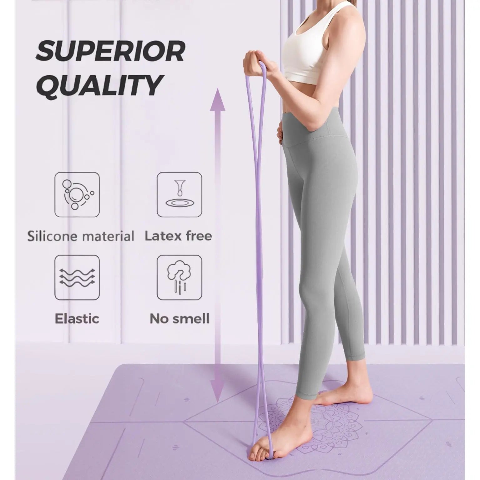 Figure 8 Elastic Resistance Band with Handles, Silicone Stretch Band for Home Use & Daily Outdoor Stretching