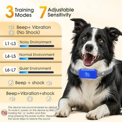 Dog Bark Collar for Small Medium Large Dogs, Rechargeable No Bark Training Collar, 7 Sensitivity 3 Modes Waterproof