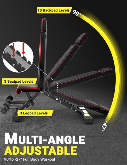 Adjustable Weight Bench, Astm-Certified 827LBS
