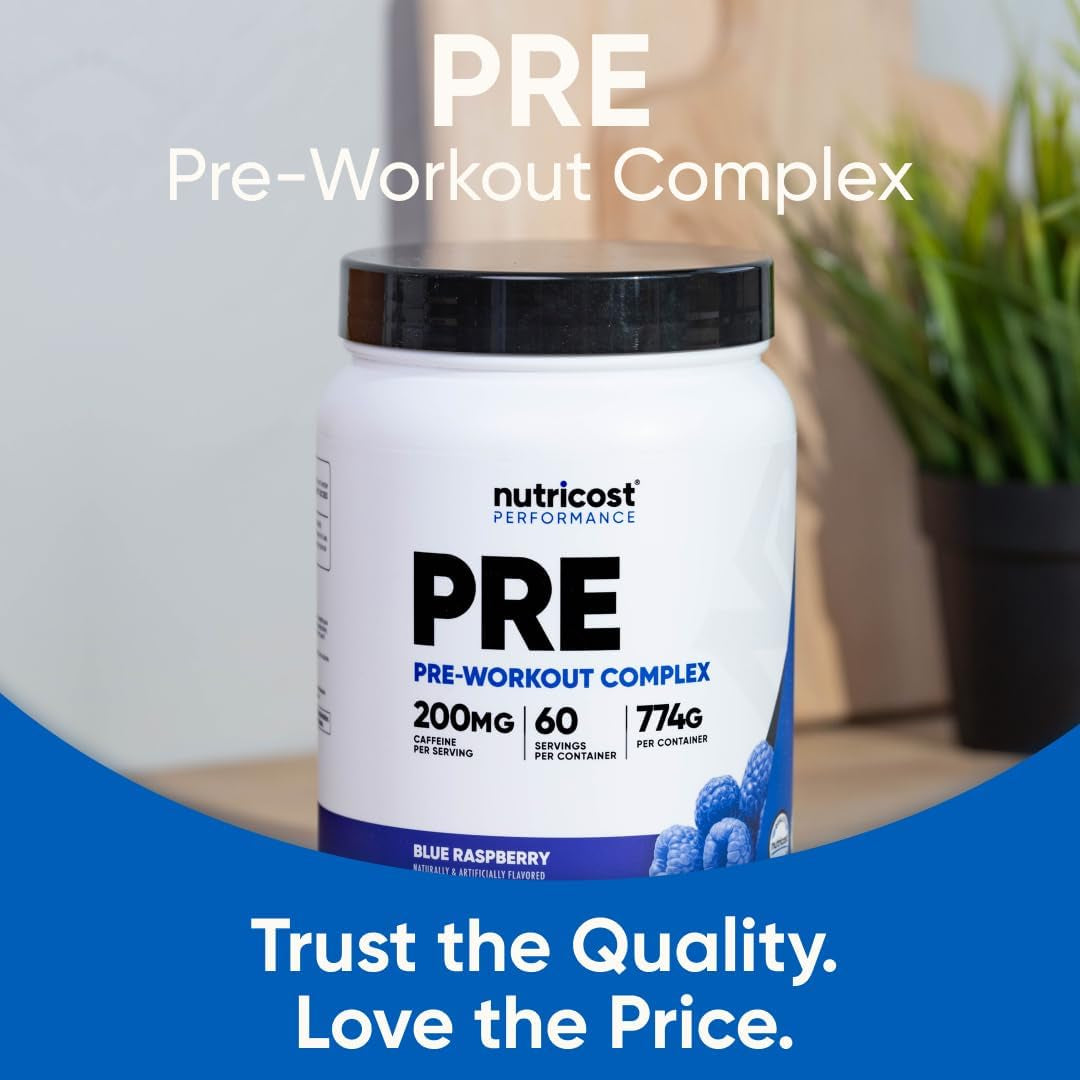 Pre-Workout Complex Powder (Blue Raspberry) 60 Servings | Pre-Workout Supplement with Beta-Alanine, Taurine and Amino Acids