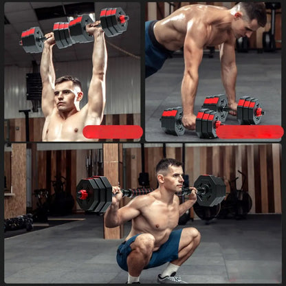 66Lbs Adjustable Dumbbells Set with Connector - 3-In-1 Design for Barbell, Push-Up Stand Use, Ideal for Home Gym Resistance Training, Suitable for Men/Women, Home Gym Equipment, at Home Gym