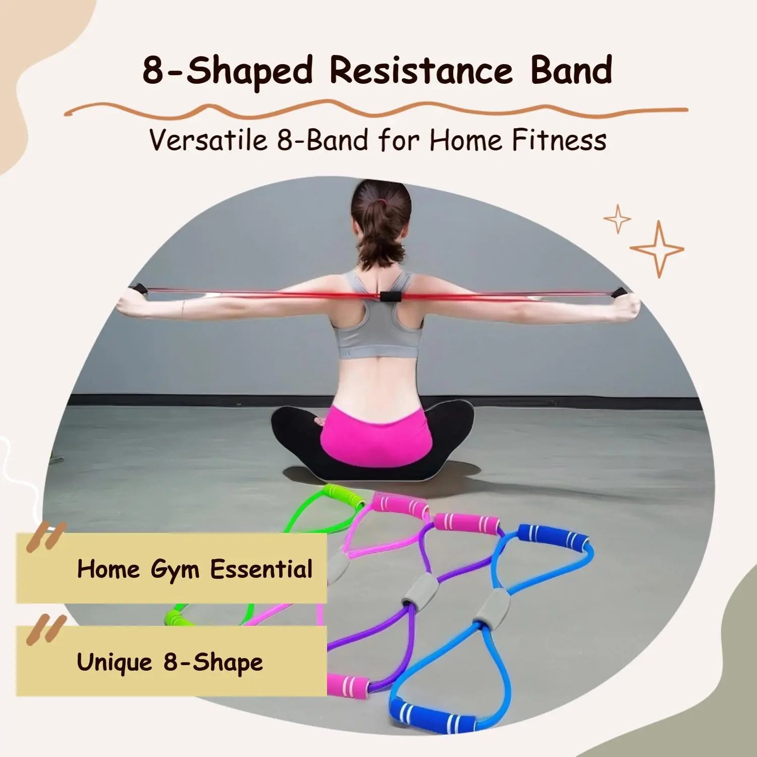 8-Shaped Resistance Band, Stretching Band for Home Workout, Stretch Band for Chest Arm and Shoulder Stretching, Workout Bands, Workout Straps, Fitness Equipment for Home Gym, Training Equipment, Stretching Gear, Home Gym Kit